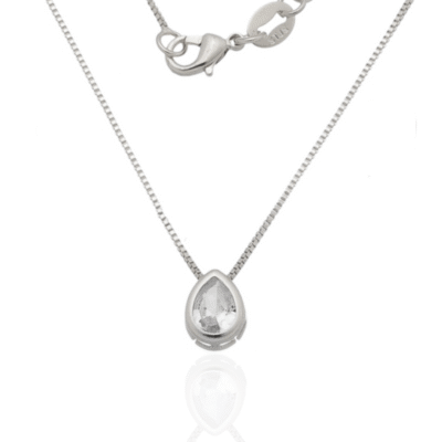 Colar gota de Zircônia - Ródio - Gr0750